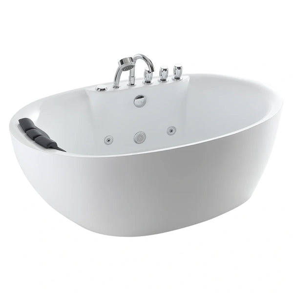 Empava 71" Acrylic Freestanding Whirlpool Bathtub with Reversible Drain