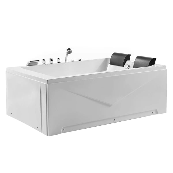 Empava 71" Alcove Whirlpool 2-Person Bathtub with Right Drain