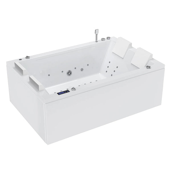 Empava 71 in. Freestanding Combination Massage 2-Person LED Tub With Center Drain