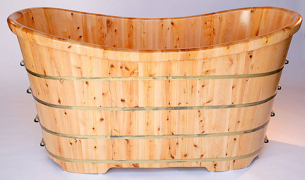 ALFI brand 63'' Free Standing Cedar Wooden Bathtub