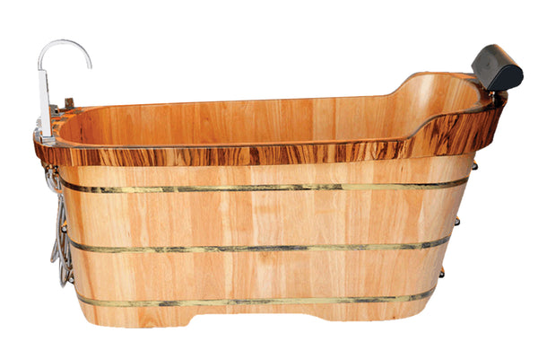 ALFI Brand 59'' Freestanding Wooden Bathtub with Tub Filler