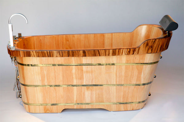 ALFI brand 59'' Freestanding Wooden Bathtub with Tub Filler