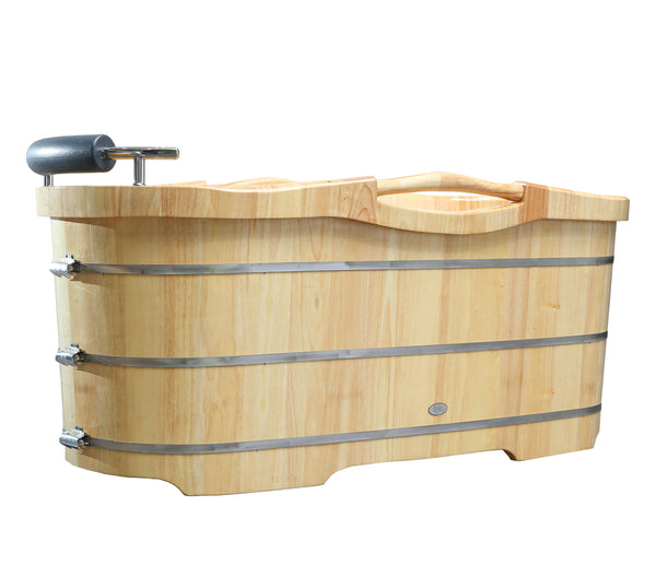 ALFI Brand 61'' Free Standing Wooden Bathtub with Headrest