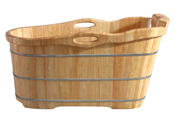 ALFI Brand 57" Free Standing Wooden Soaking Bathtub with Headrest