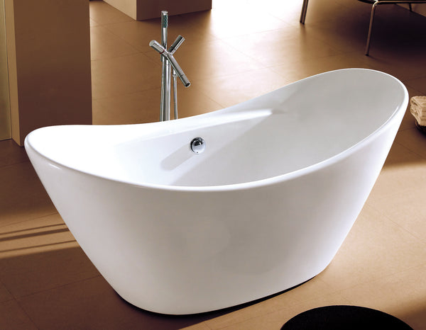 ALFI brand 67" White Rectangular Solid Surface Smooth Resin Soaking Bathtub