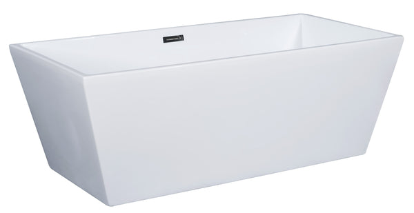 ALFI Brand 67 Inch White Rectangular Acrylic Free Standing Soaking Bathtub