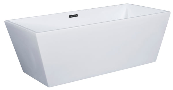 ALFI Brand 59 Inch White Rectangular Free Standing Soaking Bathtub
