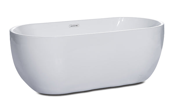 ALFI Brand 67 Inch White Oval Acrylic Free Standing Soaking Bathtub