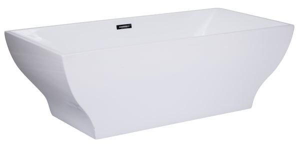 ALFI Brand 67 Inch White Rectangular Acrylic Free Standing Soaking Bathtub