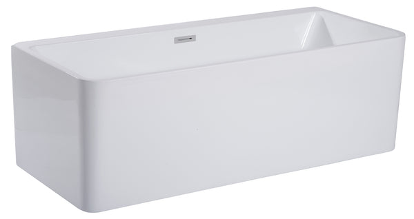 ALFI Brand 59 Inch White Rectangular Acrylic Free Standing Soaking Bathtub