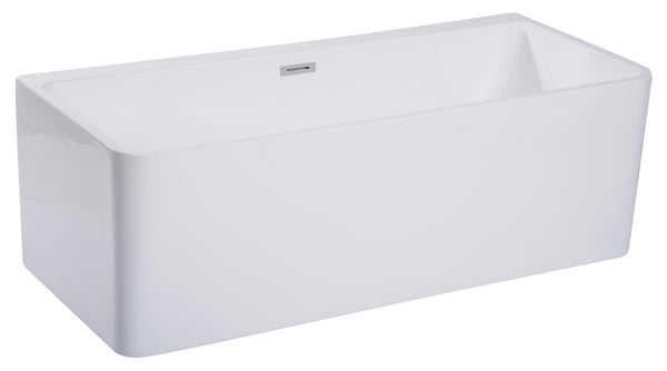 ALFI Brand 67 Inch White Rectangular Acrylic Free Standing Soaking Bathtub