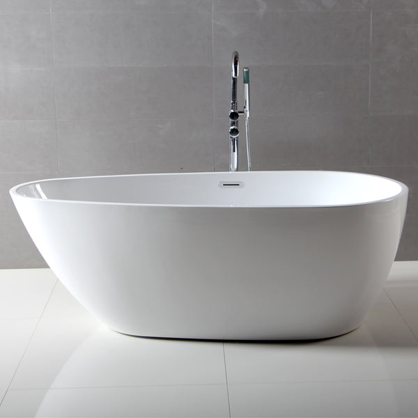 ALFI brand 59 Inch Oval Acrylic Free Standing Soaking Bathtub