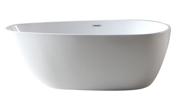 ALFI Brand 59-Inch White Oval Acrylic Freestanding Soaking Bathtub