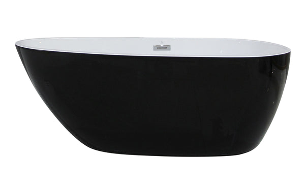 ALFI Brand 59-Inch Black Oval Acrylic Freestanding Soaking Bathtub