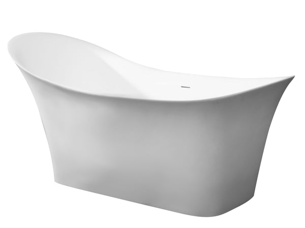 ALFI Brand 74" White Solid Surface Smooth Resin Soaking Slipper Bathtub