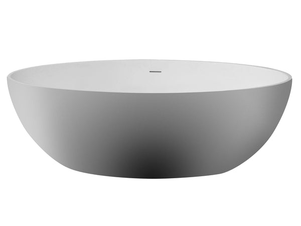 ALFI Brand 67" White Oval Solid Surface Smooth Resin Soaking Bathtub