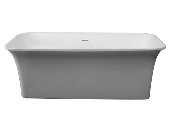ALFI Brand 67" White Rectangular Solid Surface Smooth Resin Soaking Bathtub
