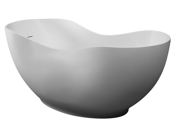 ALFI Brand 66" White Solid Surface Smooth Resin Soaking Bathtub