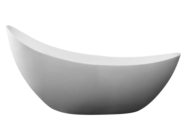 ALFI Brand 73" White Solid Surface Smooth Resin Soaking Slipper Bathtub