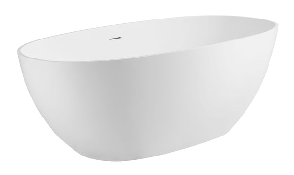 ALFI Brand 59" White Oval Solid Surface Resin Soaking Bathtub