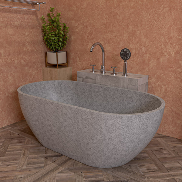 ALFI brand 59" Solid Concrete Oval Freestanding Bathtub