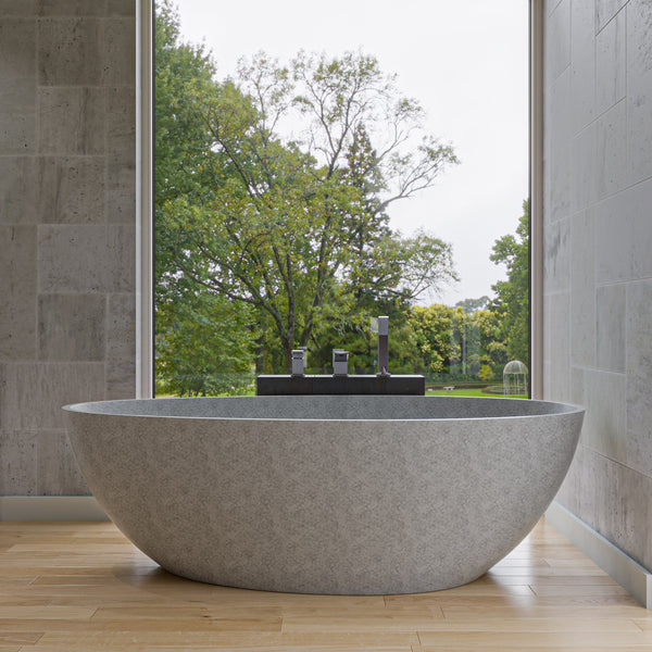 ALFI brand 72" Solid Concrete Tear Drop Freestanding Bathtub