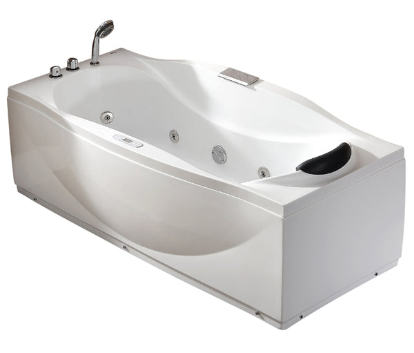 EAGO 6 ft Right Drain Acrylic White Whirlpool Bathtub with Fixtures