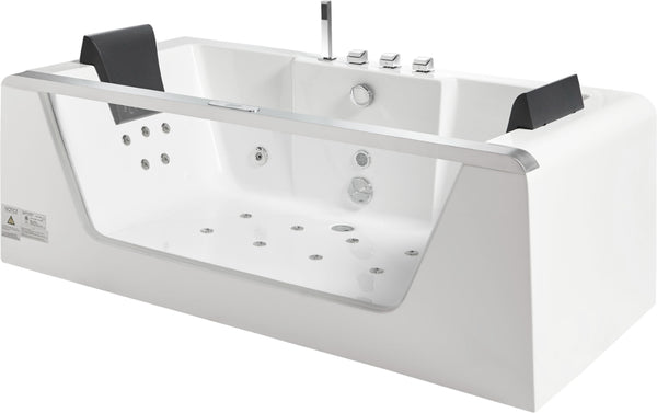 EAGO 6 ft Clear Rectangular Acrylic Whirlpool Bathtub for Two