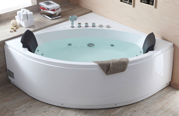 EAGO 5' Rounded Modern Double Seat Corner Whirlpool Bath Tub