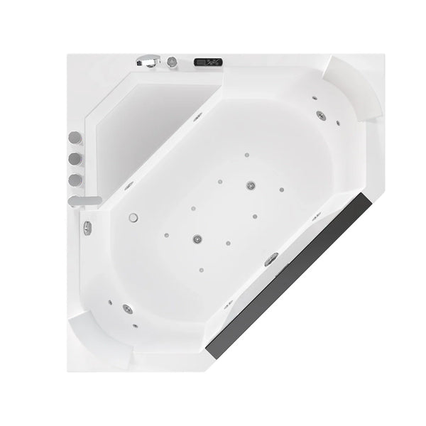 Empava 59in. Alcove Combo Massage Whirlpool Inline Heater LED Tub with Left Drain