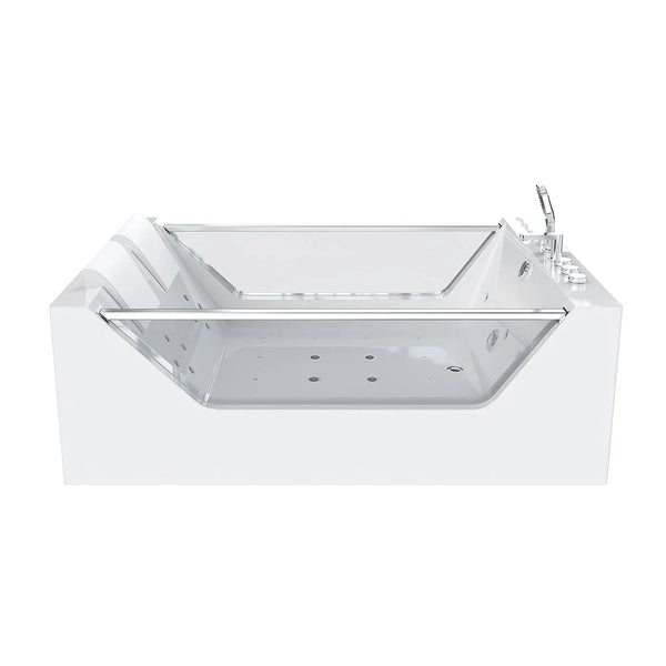 Empava 71in. Freestanding Combo Massage Whirlpool Inline Heater 2-Person Bathtub with Dual Glass Design