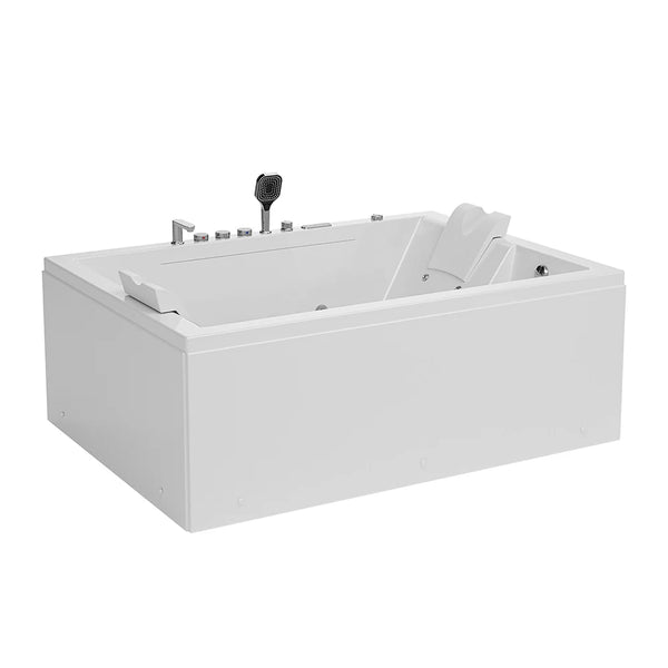 Empava 71in. Alcove Inline Heater Combo Massage Whirlpool 2-Person Tub with Waterfall
