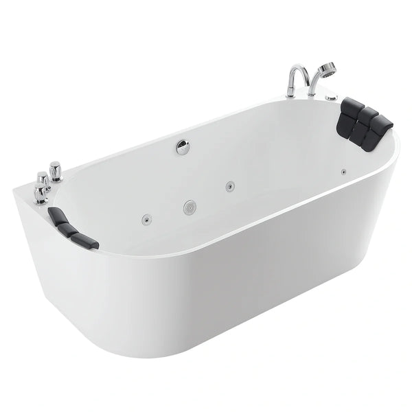 Empava 59" Freestanding Hydro Massage Whirlpool Bathtub with Center Drain