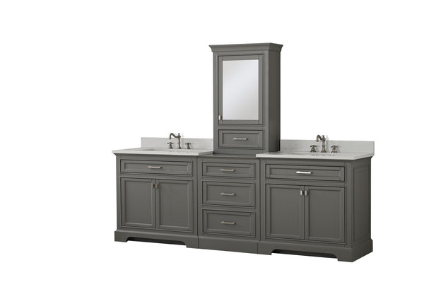 Design Element Milano 96" Modular Double Sink Vanity Set with White Quartz Top
