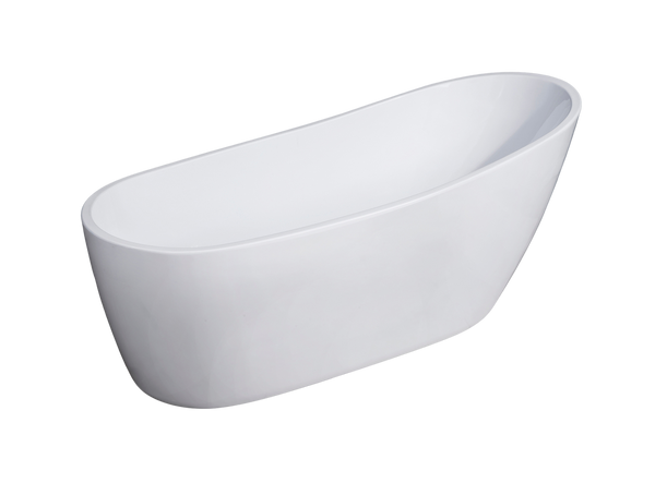 ALFI Brand 68 Inch White Oval Acrylic Free Standing Soaking Bathtub